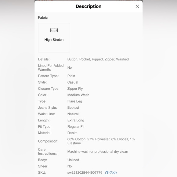 SHEIN ICON Ripped Frayed Flare Leg Jeans in a medium wash, Size 4 - Picture 7 of 8